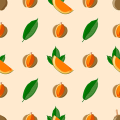 seamless pattern Quararibea cordata .Vector exotic eco print. South American sapote or chupa-chupa