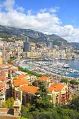 Monaco harbour cityscape - Monte carlo city.