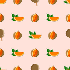 seamless pattern Quararibea cordata. exotic Eco food. South American sapote or chupa-chupa
