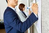 Businessman drawing diagram
