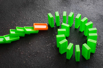 Domino effect. The concept of a weak link.