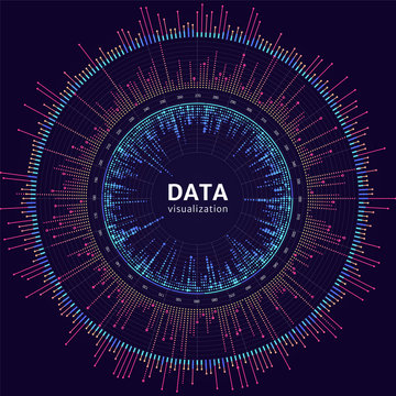 Vector big data visualization. Visual information complexity. Data analytics representation.