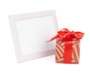 gift box with ribbon bow isolated on white background