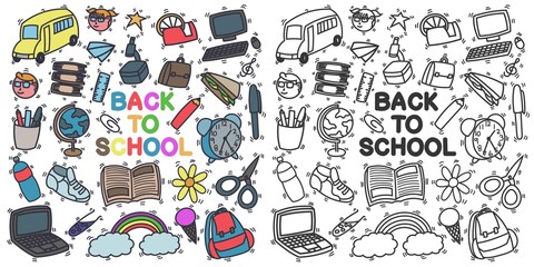 Back to school doodles set