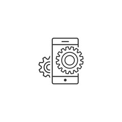 Mobile engineering and setting - vector thin line icon