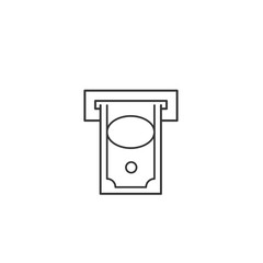 Bank cashpoint with money thin line vector icon