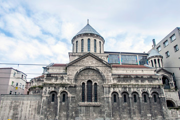 Fototapeta na wymiar Istanbul, Turkey, 29 January 2019: Saint Gregory the Illuminator Church of Galata 1436, Beyoglu district.