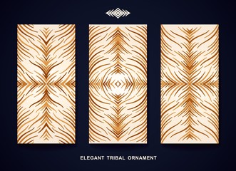 Vertical banners with fantasy pattern. Designed in the style of tribal ornaments. Vector template