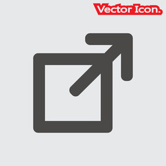 External Link icon isolated sign symbol and flat style for app, web and digital design. Vector illustration.