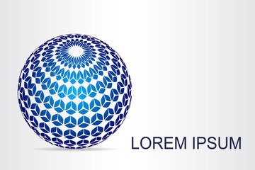 Abstract technology logo stylized spherical surface with abstract shapes. This logo is suitable for global company, world technologies, media and publicity agencies 