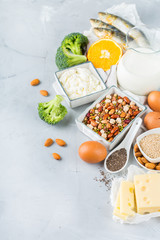 Assortment of healthy calcium source food