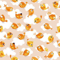 Obraz premium seamless twig birds pattern - Vector