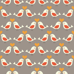 seamless birds kiss background - Vector