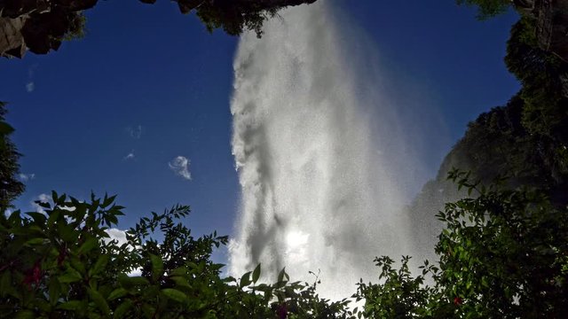 Waterfull Saltillo in Lanin national park, Argentina. Patagonia, Lake district. UHD, 4K