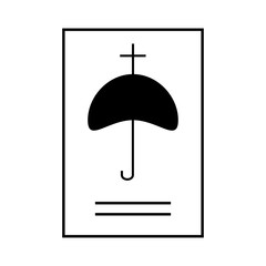 Umbrella with a cross mark on the book. Religious book sign