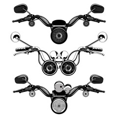 Set of vector images of motorcycle handlebars.