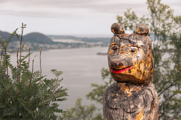 Wooden figure in the coast of Alesund. Norway