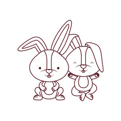 cute rabbits isolated icon