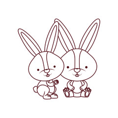 cute rabbits isolated icon