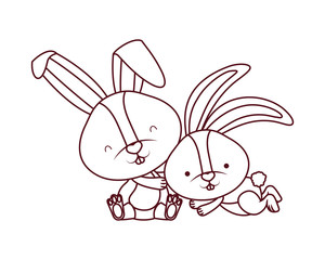 cute rabbits isolated icon