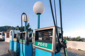 Old vintage gas station in France of the 80s, Texas style.
