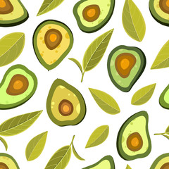 Avocado seamless pattern. Avocado pattern with leaves and branches. Use for postcard, print, packaging etc. - 249505070