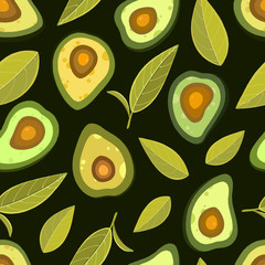 Avocado seamless pattern. Avocado pattern with leaves and branches. Use for postcard, print, packaging etc. - 249505092