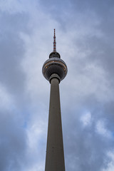 tv tower Berlin isolated on natural blue sky background, The TV Tower located on the Alexanderplatz...