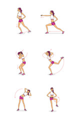 Girl is training. Dynamic training for joint mobility