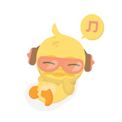 Cartoon baby duck on white background.