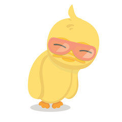 Cartoon baby duck on white background.