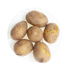 Boiled potatoes in a plate isolated on white background