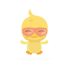 Cartoon baby duck on white background.
