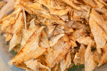 heap of dried fish at the traditional market