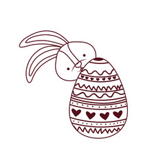 easter rabbit with egg isolated icon