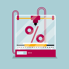 3D printing a percentage symbol, the concept of rapid prototyping.
