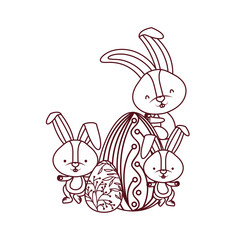 easter rabbits with egg isolated icon