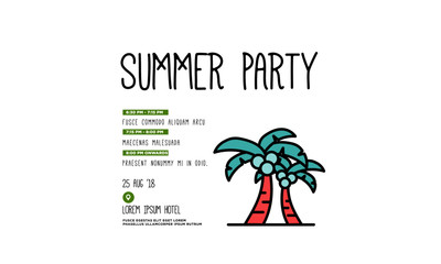 Summer Party Invitation Design with Where and When Details