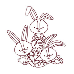 easter rabbits with egg isolated icon