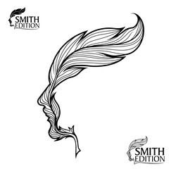 feather pen man head