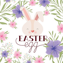 easter egg label with rabbit head isolated icon
