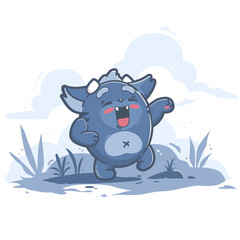 cute vector character friendly hugging little beast. isolated white background. vector illustration design for t-shirt graphics, postcards, book, print and other uses