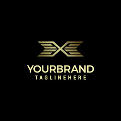 Luxury letter x with wings logo designs template