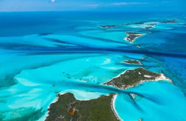 Papier Peint photo Turquoise Vue aérienne, Exuma, Bahamas, Amérique