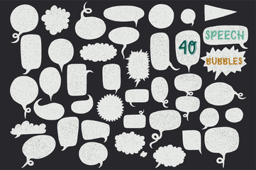 Big set of hand drawn speech bubbles
