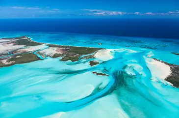 Door stickers Turquoise Aerial view, Exuma, Bahamas, America