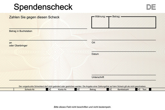 Spendenscheck mit floralem Muster