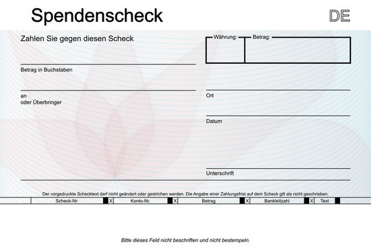 Spendenscheck mit harmonischem Muster