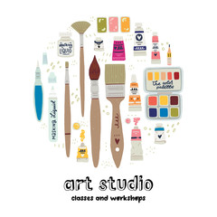 Painting and drawing materials clipart