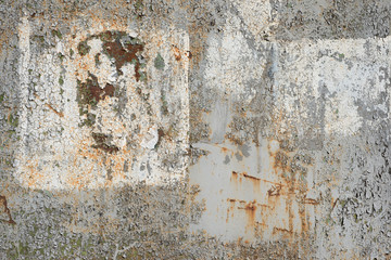 Rusty iron sheet covered by old grey paint for design, banner and layout